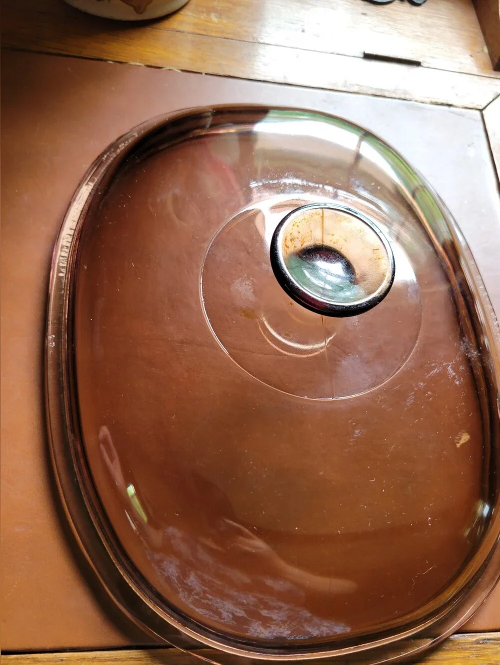 PYREX F-14-C Corning Ware Brown Oval Glass Lid, 9ish x 12 Inch